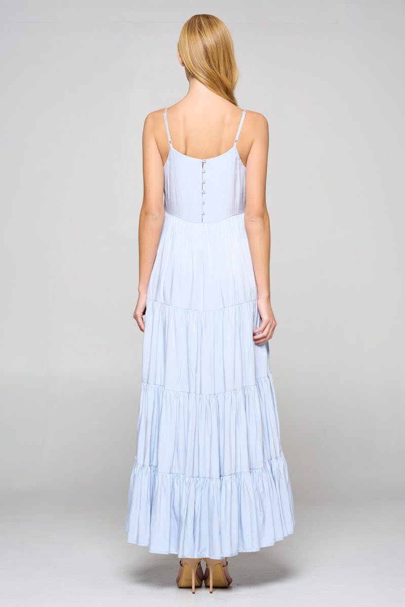 Light Blue Tiered Maxi Dress – Social ...